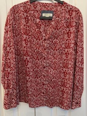 Vintage Tradition Country Collection Floral Cotton Blouse Red White Size 16P